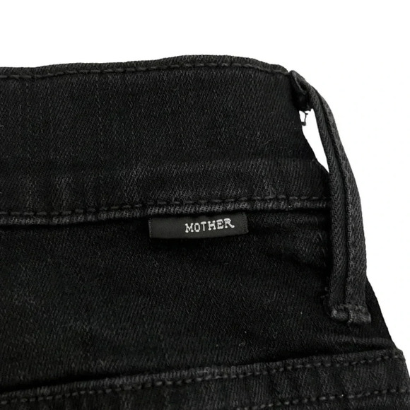 Mother Insider Crop Step Fray Guilty Racer Stripe Skinny Ankle Jeans Black 25 - Picture 5 of 12